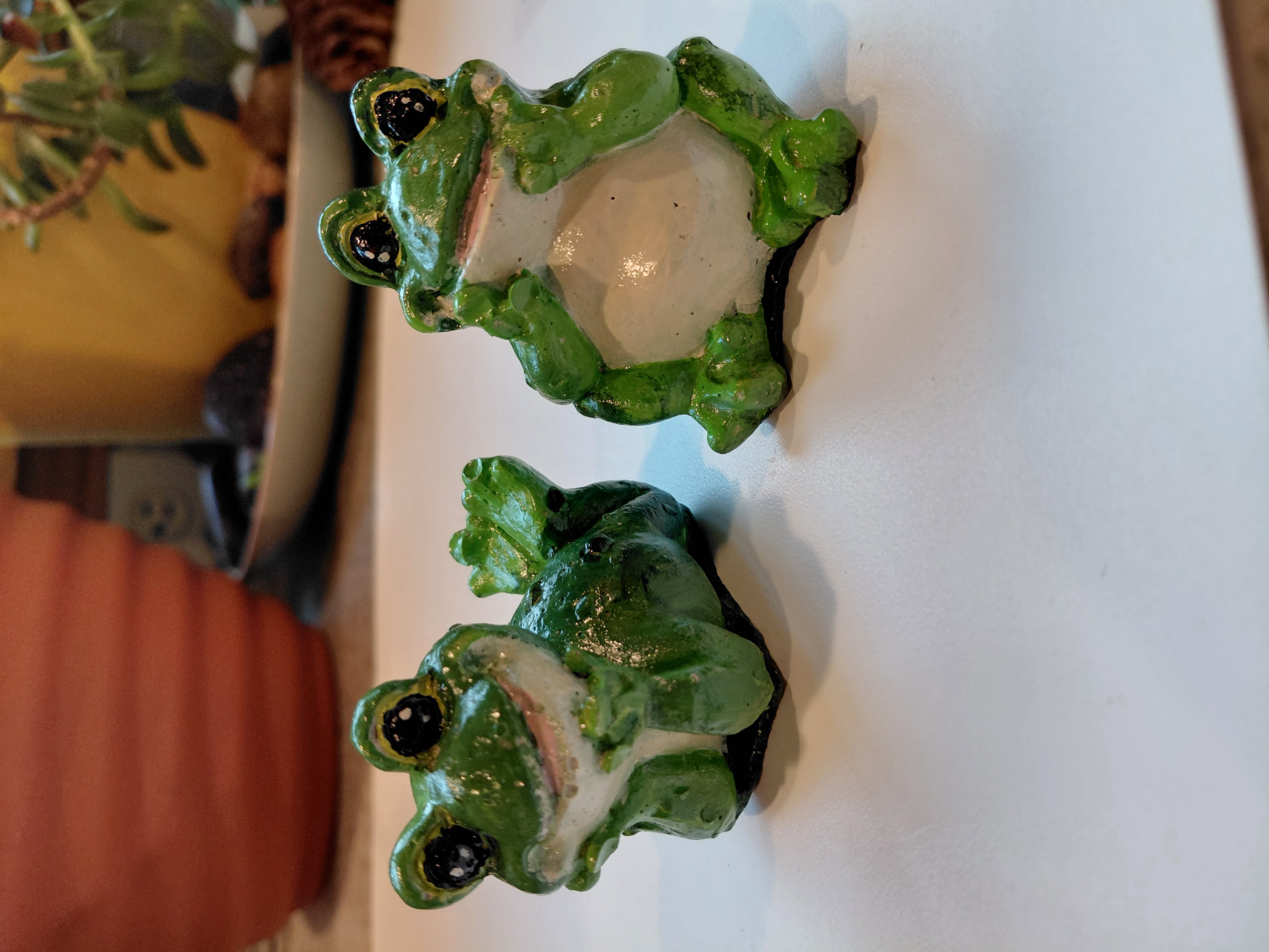 Set of Hand Painted Concrete Frogs