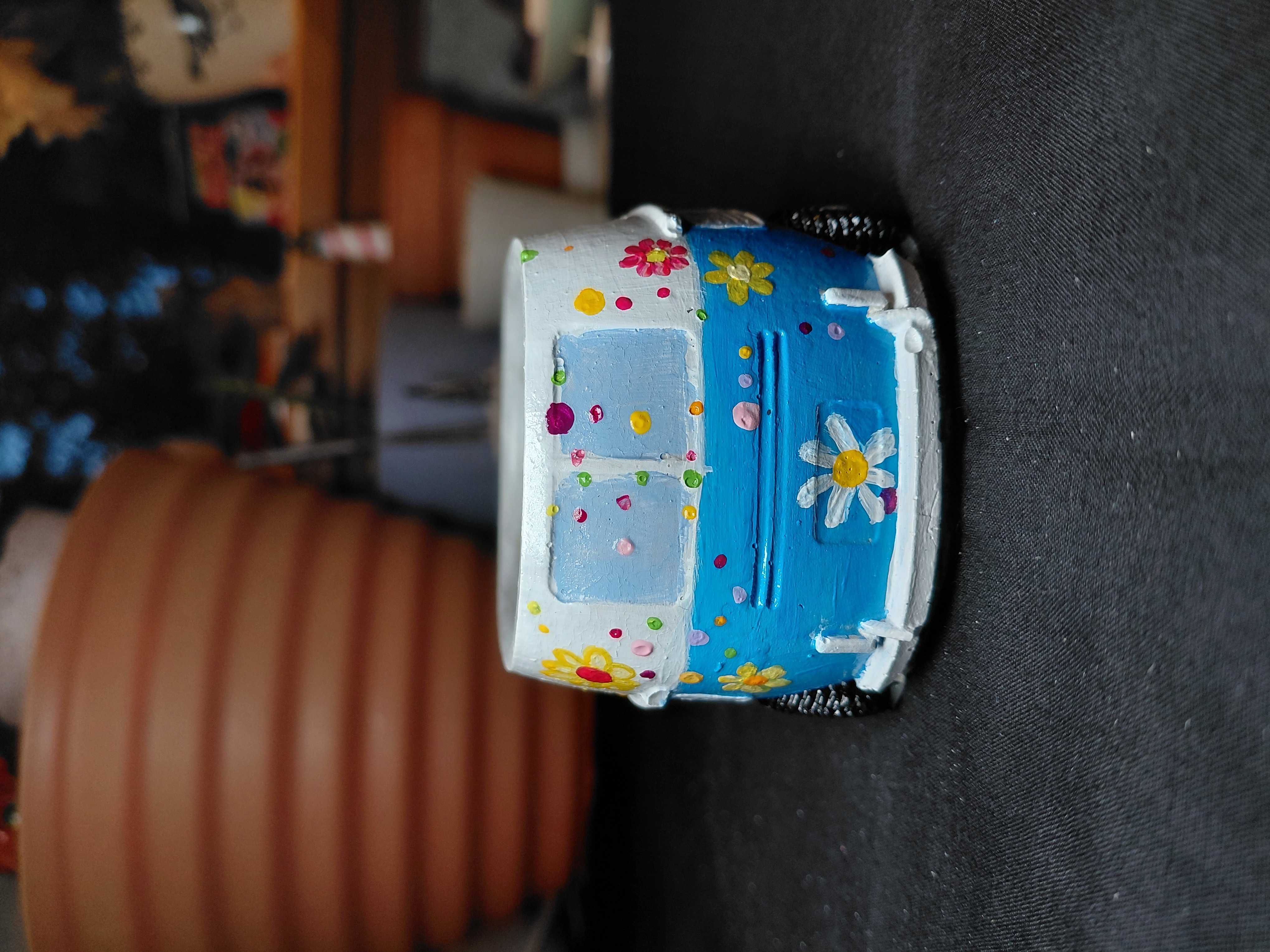 Retro Van Pot/Container Hand Painted Concrete