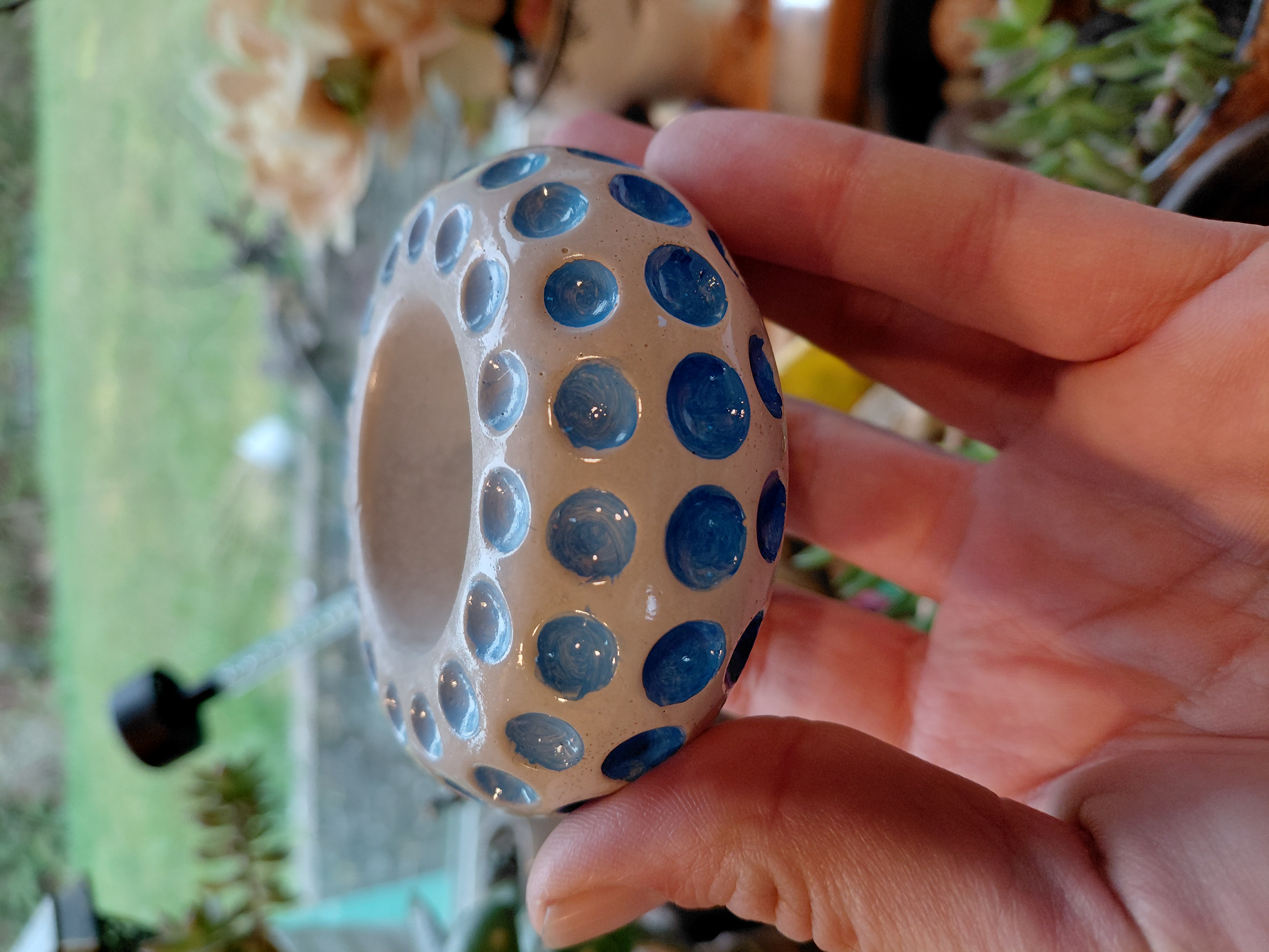 Short Dimpled Pot Hand Painted 1.5" tall