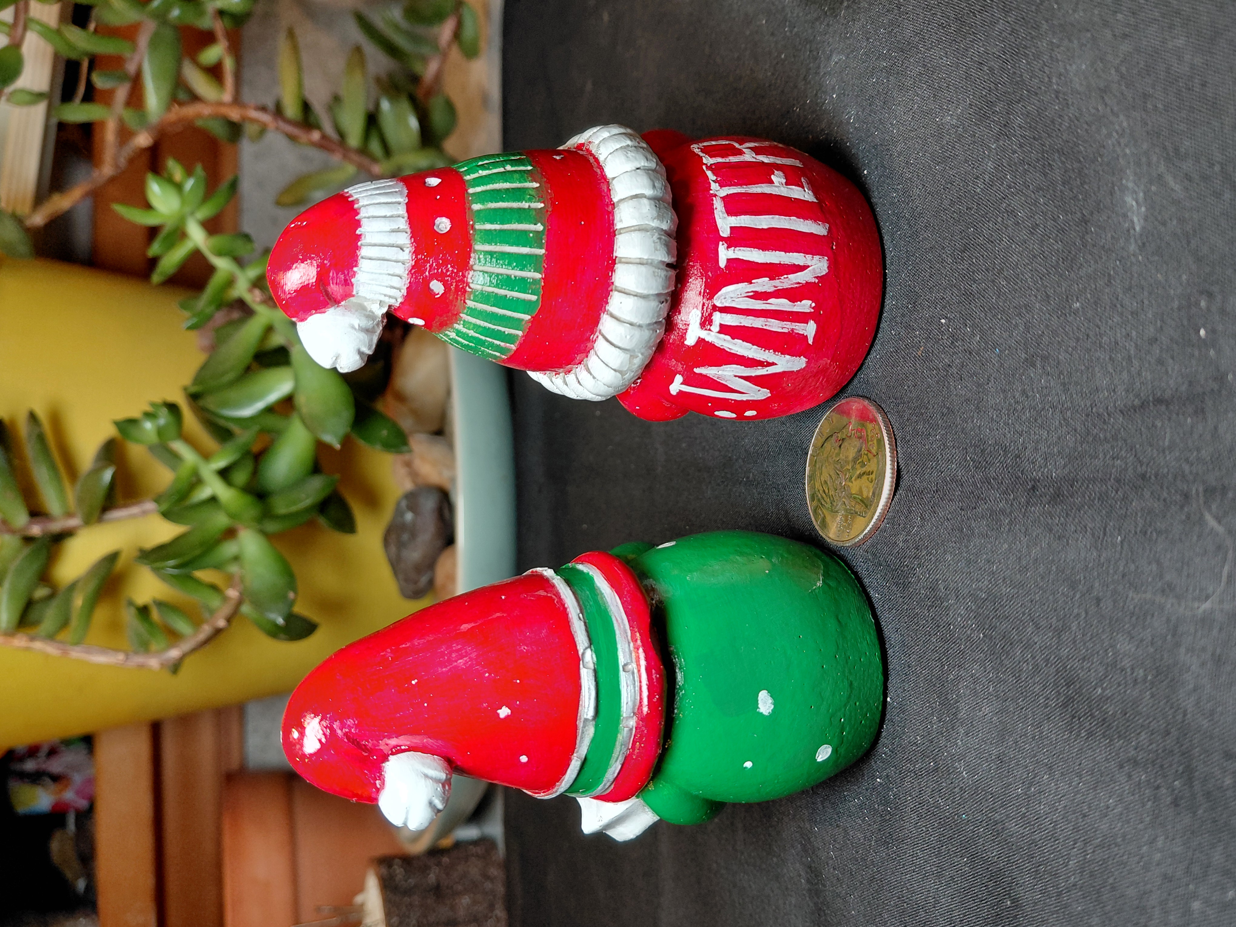 Set of Xmas Gnomes Hand Painted Concrete