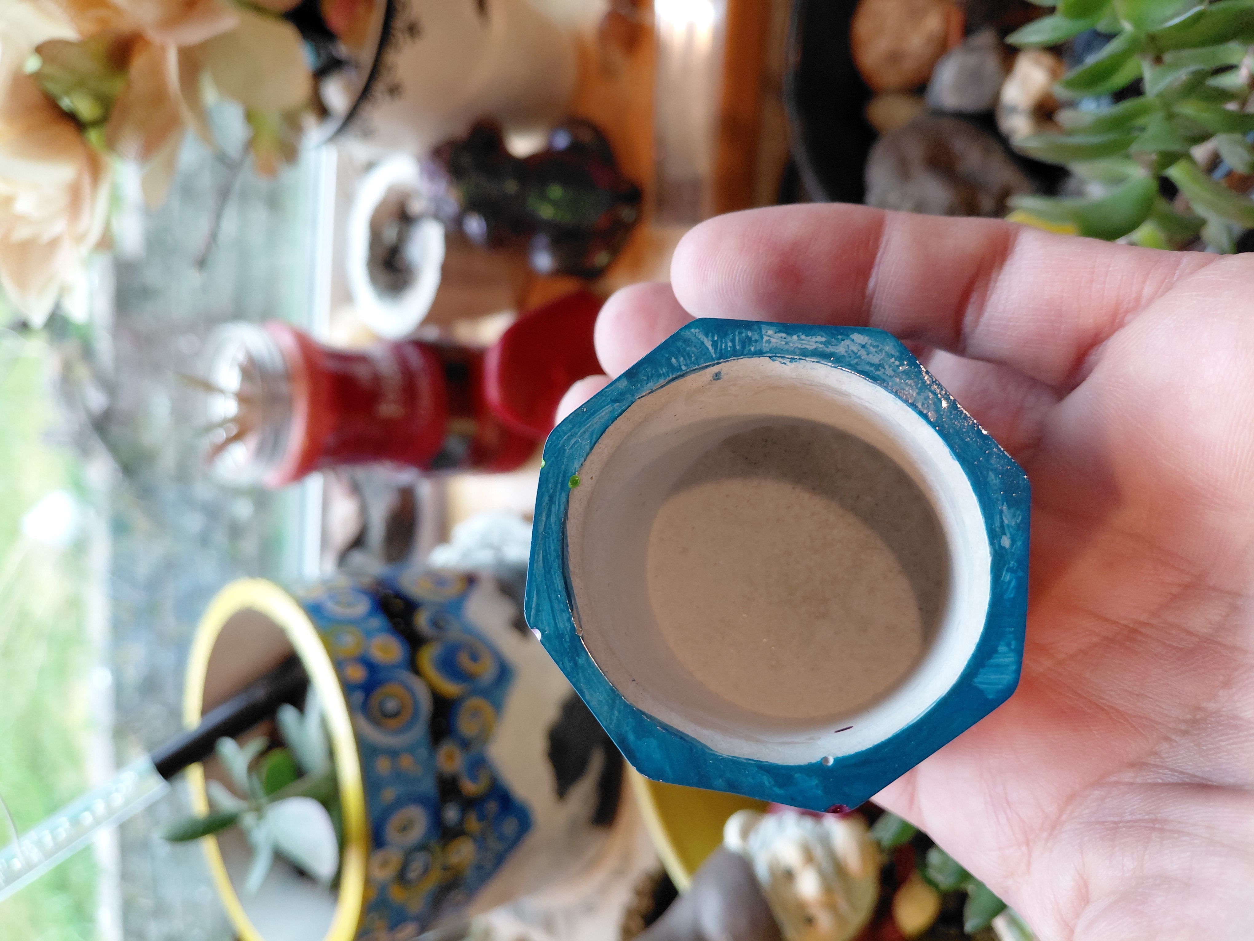 Tiny Painted Octagonal Pot 1.5" tall