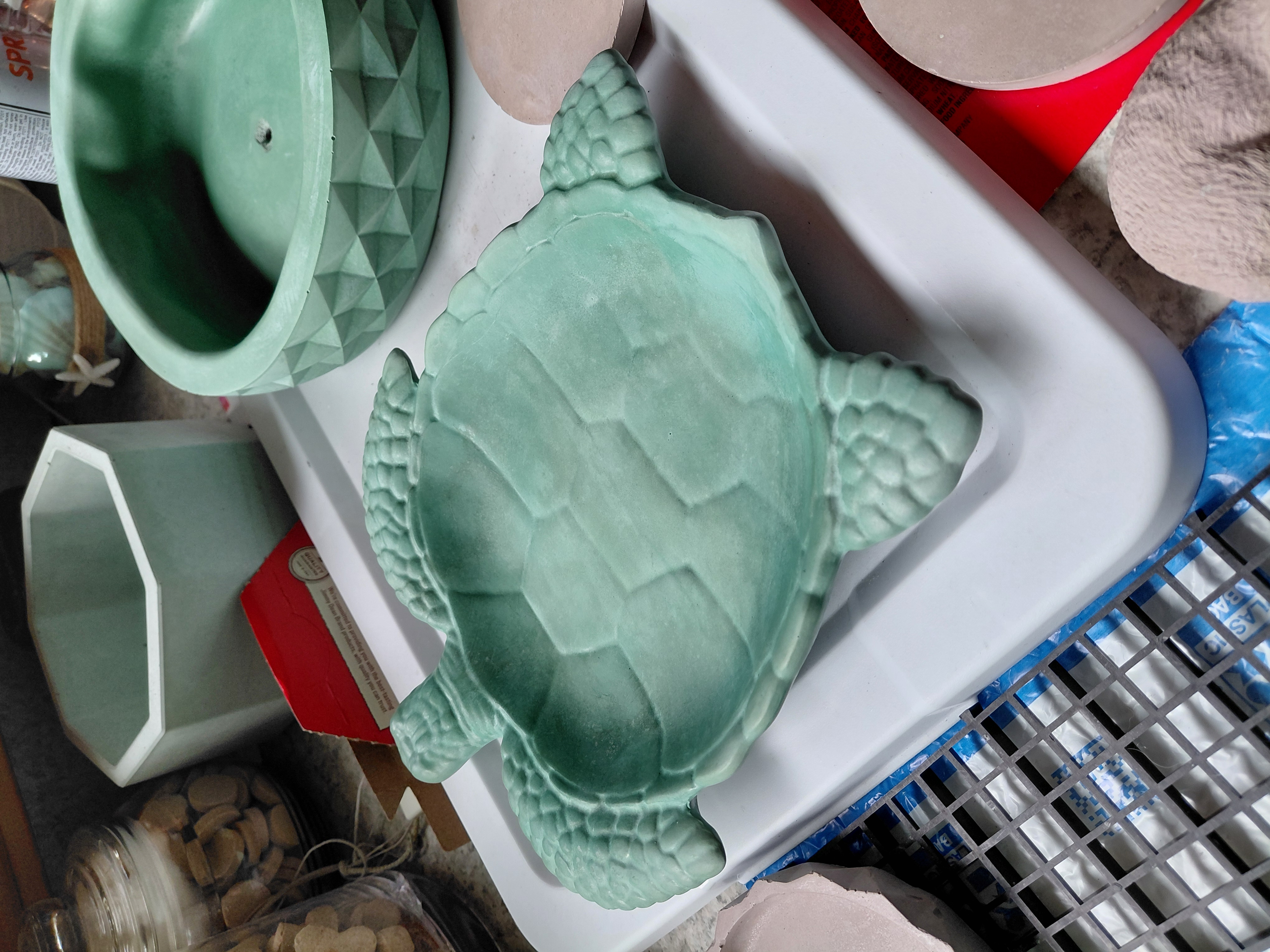 Concrete Jade Green Turtle Tray