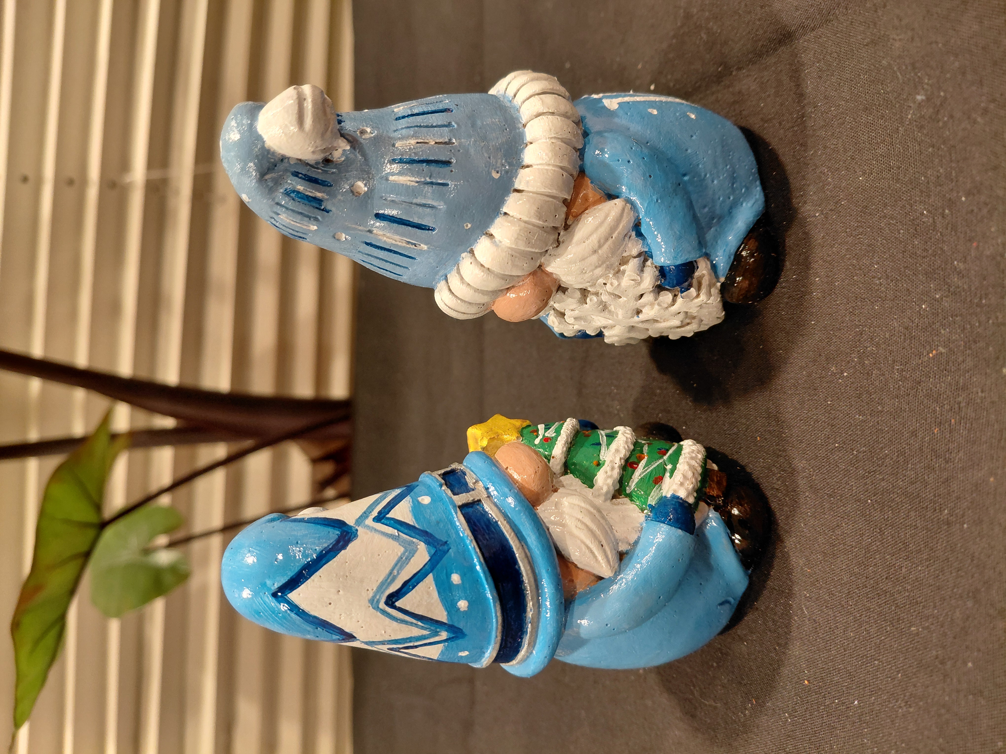Set of 2 Hand Painted Concrete Xmas Gnomes