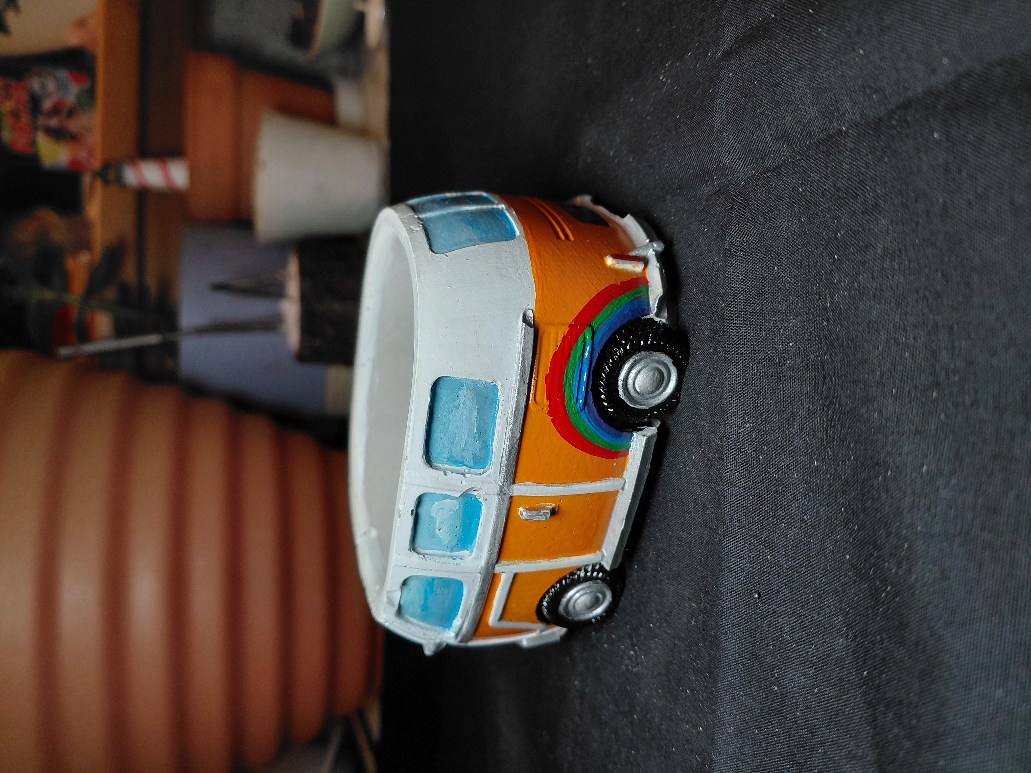 Retro Van Hand Painted Concrete Pot/Container