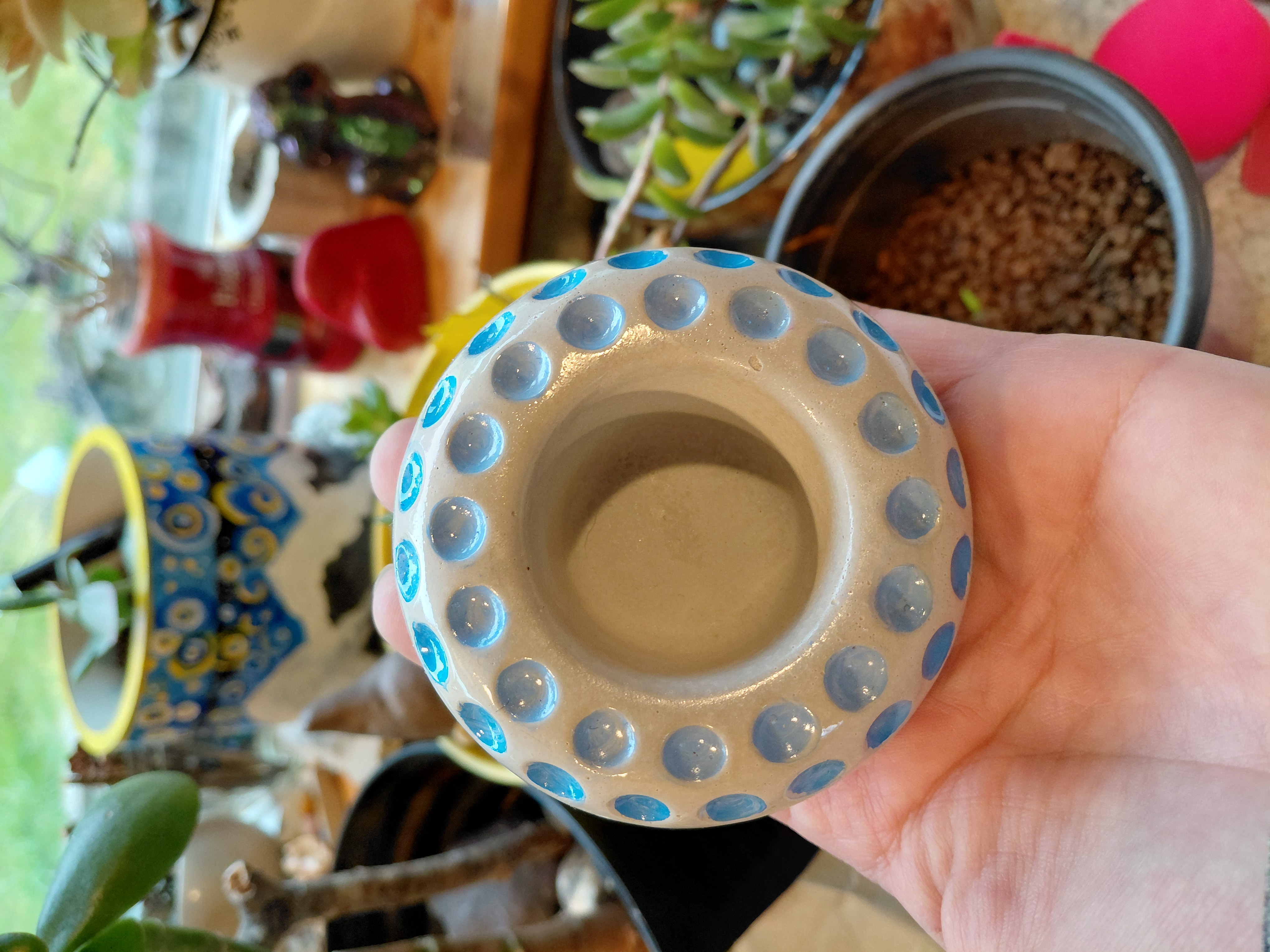 Short Dimpled Pot Hand Painted 1.5" tall