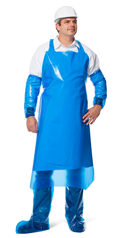 PolyCo® 464002 VR Die-Cut Aprons, 4-mil, 100/Case - Blue, 35 x 45"