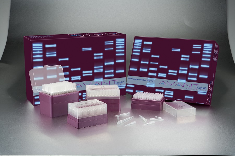 Avant Multiguard Pipet Tips, 10ul, Filtered, Long Reach, Sterile, Low-Retention, Hinged Rack - 4800/CS, 960/PK