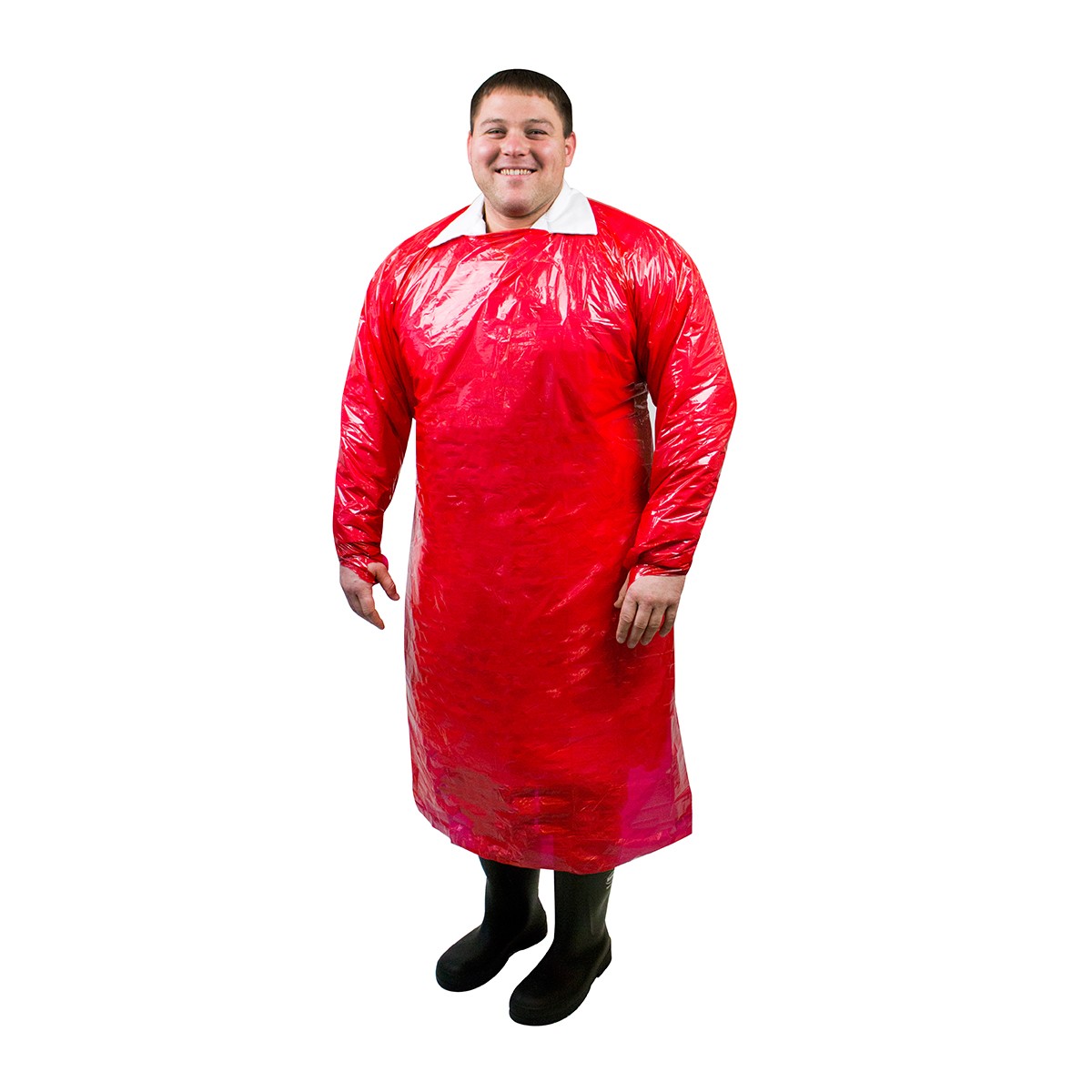 PolyConversions® PolyWear® Red Embossed Gowns, with Thumb Loops, Large - 100/Case