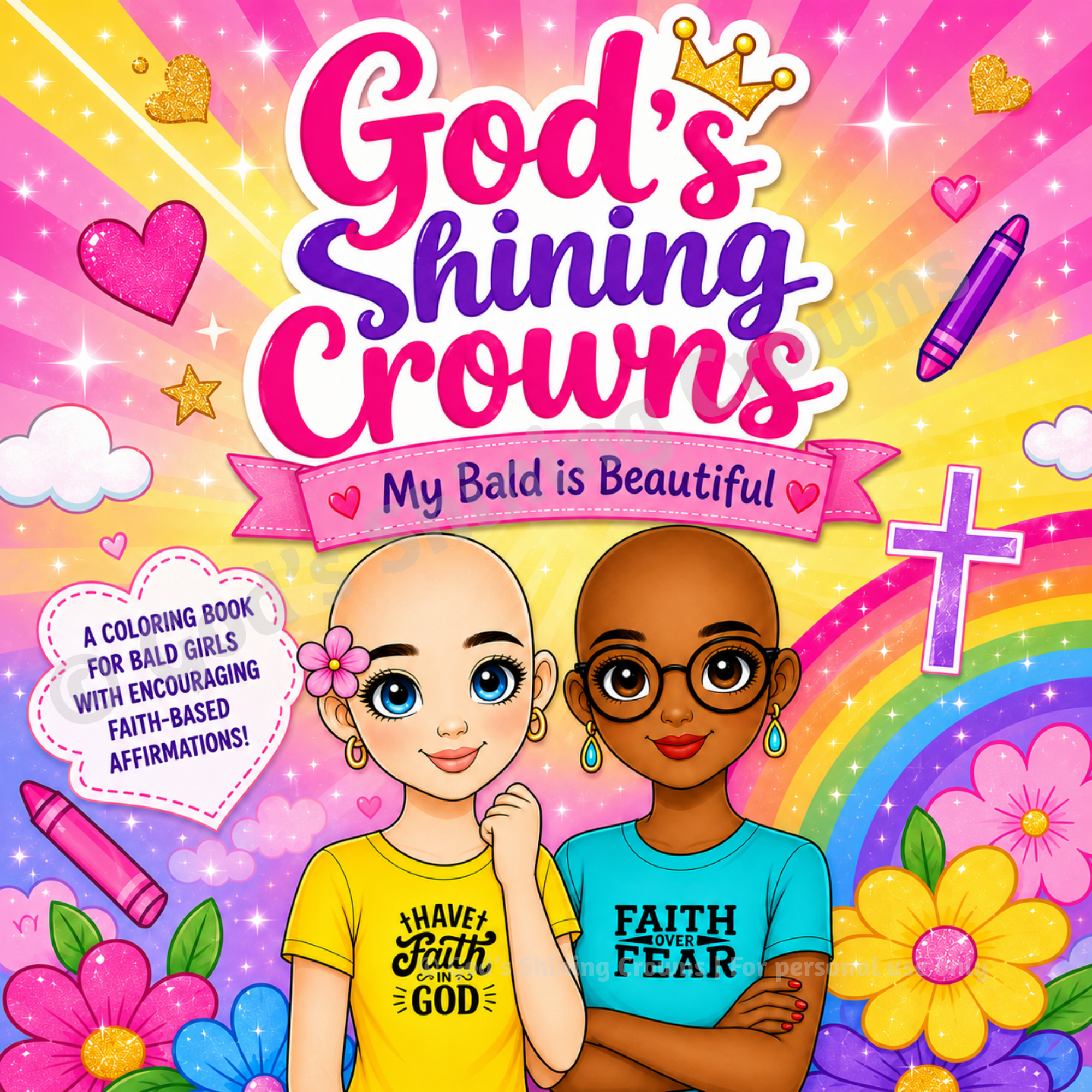 Bald Girl Coloring Pages, Christian Activity, Alopecia Chemo Care (Digital Download)