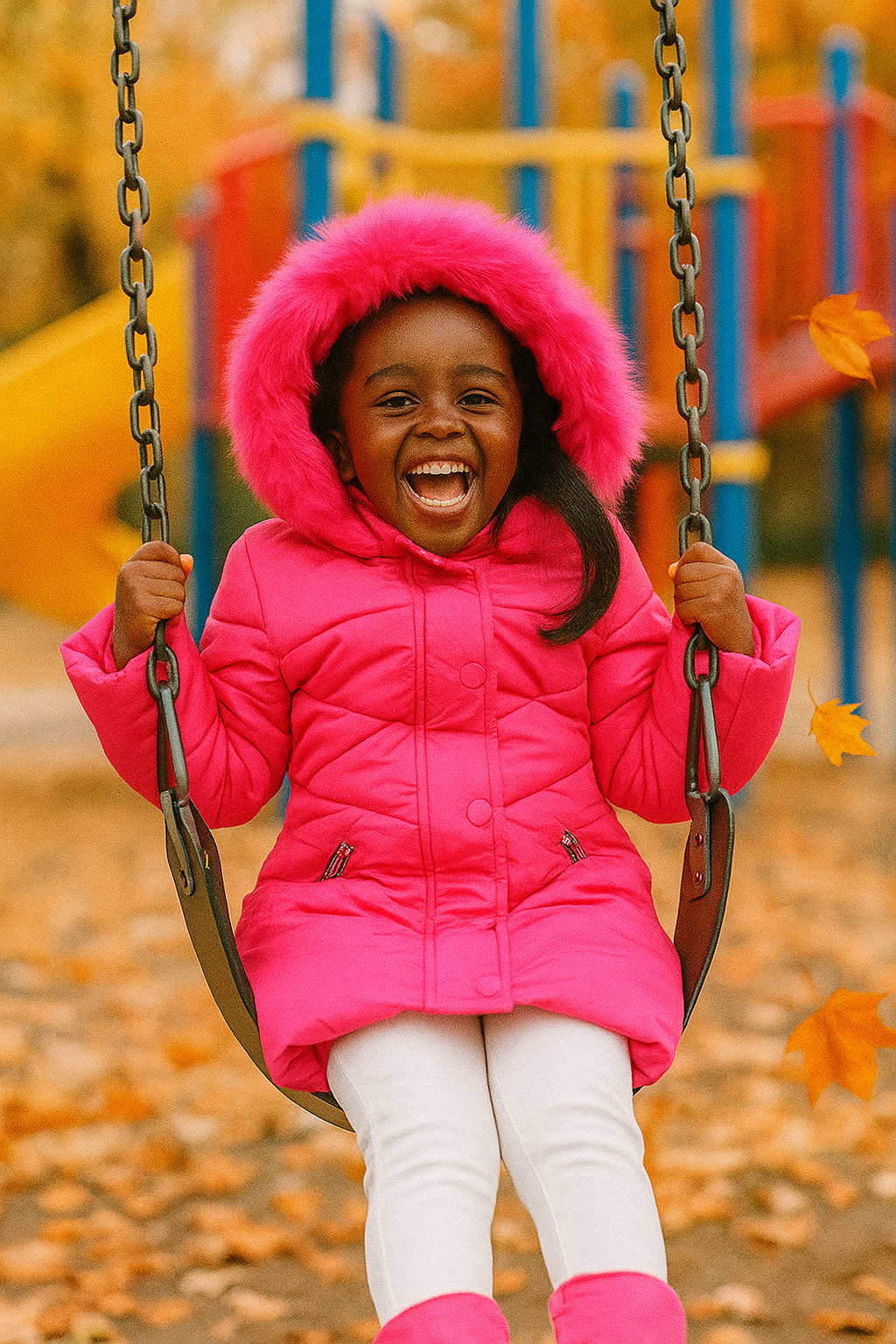 Girls' Pink Hooded Winter Coat