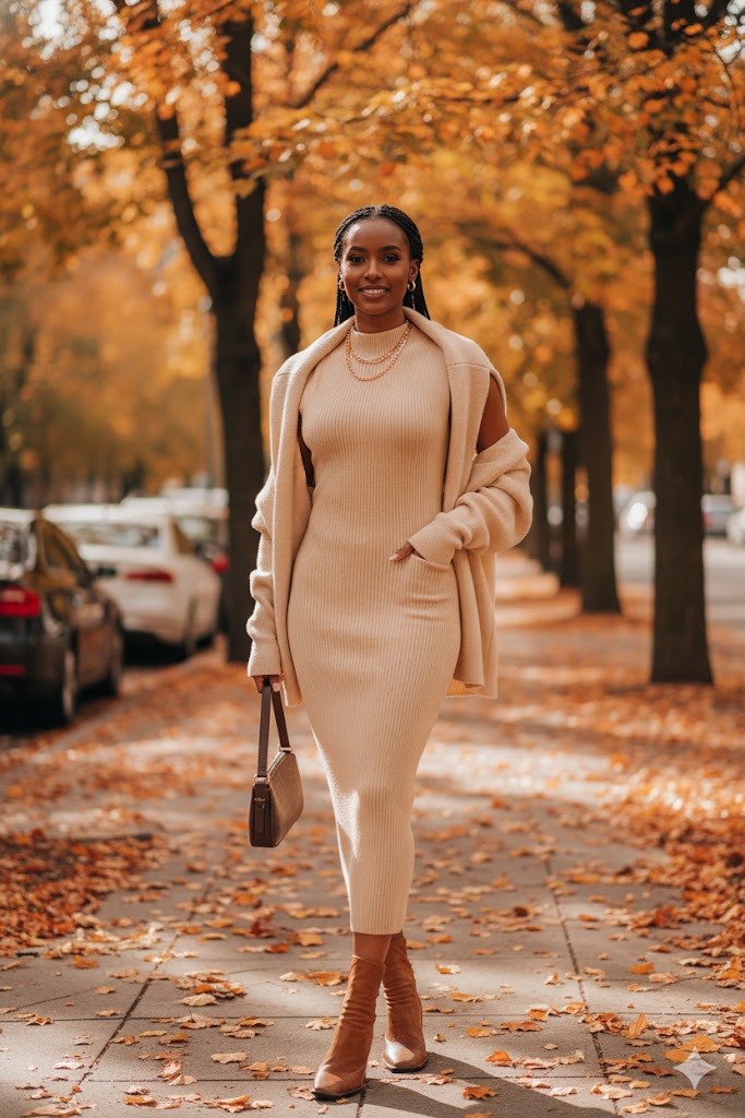 Beige Knit Maxi Dress