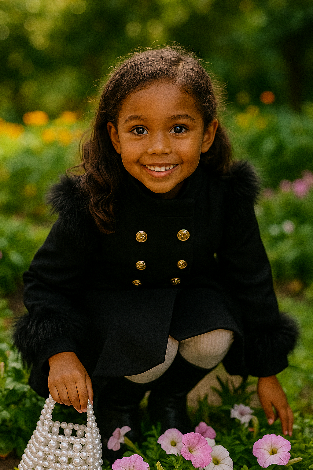 Children’s Black Double-Breasted Coat