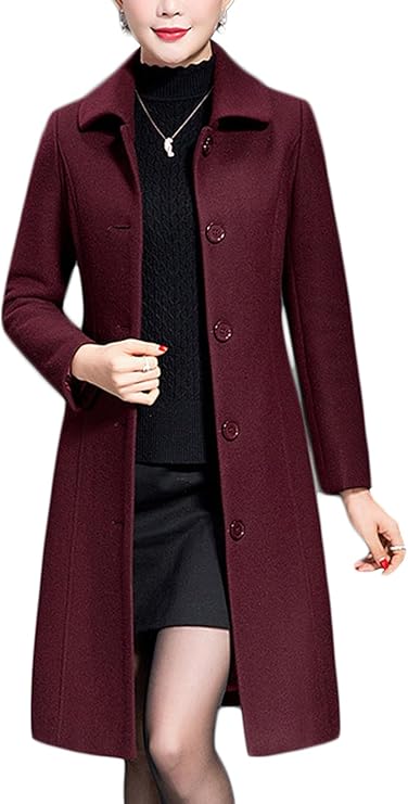 Women's Elegant Burgundy Coat