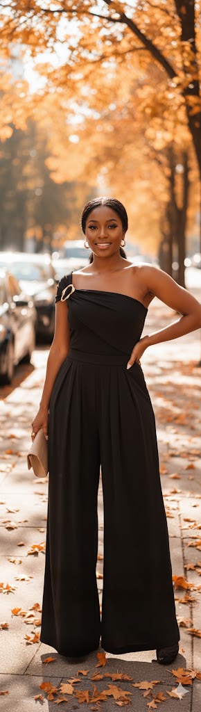 Elegant Black One-Shoulder Jumpsuit