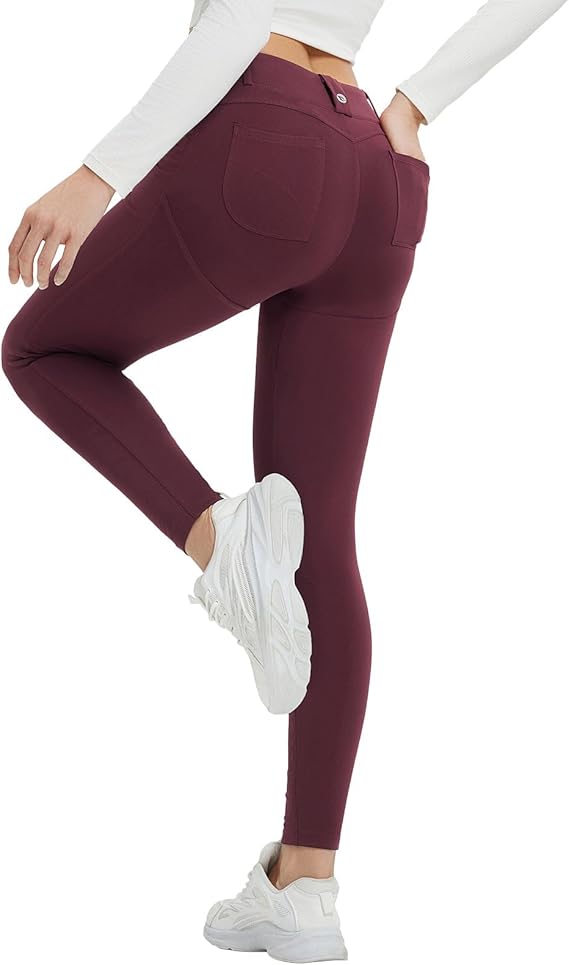 High-Waisted Burgundy Leggings