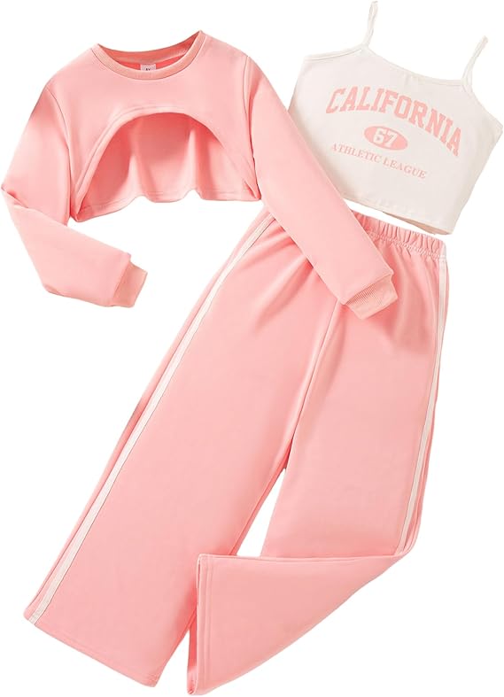 California Pink Three-Piece Loungewear Set