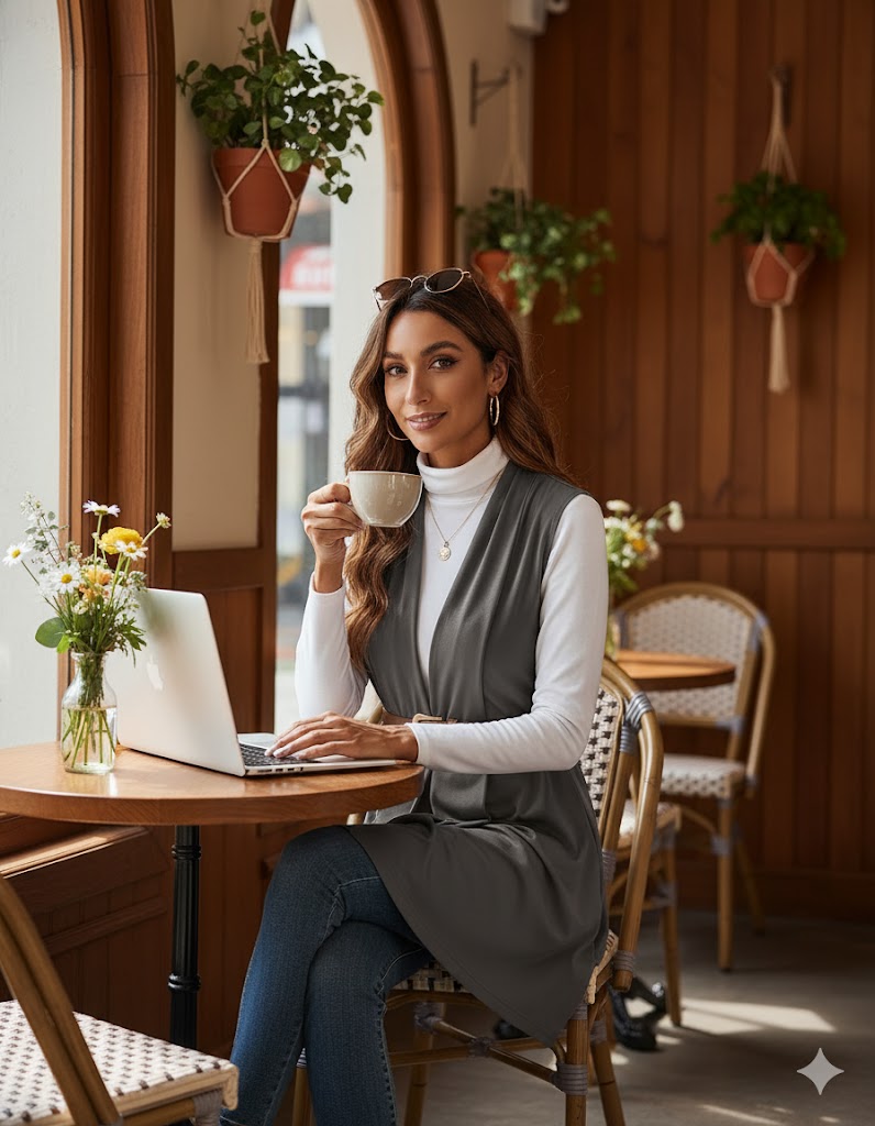 Elegant Women's Sleeveless Gray Vest