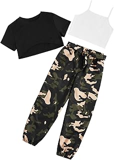 Girls' Camouflage Print Three-Piece Outfit