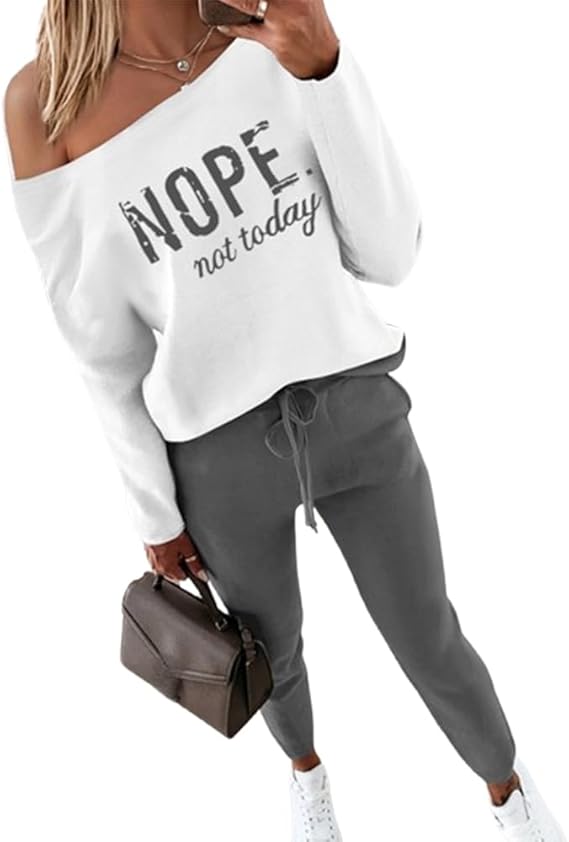 Nope Not Today Off-Shoulder Sweatshirt