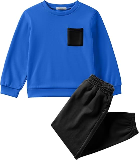 Kids Blue Sweatshirt and Black Pants Set