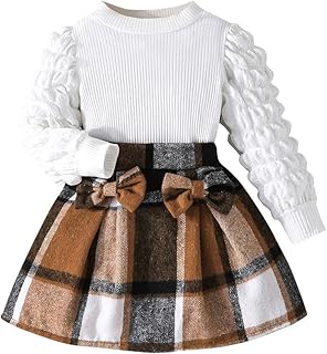 Girls' Plaid Dress with Bow Accents