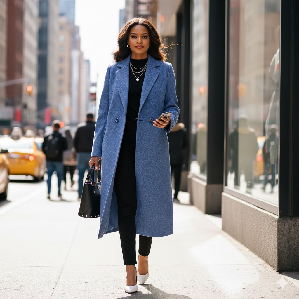 Elegant Blue Overcoat