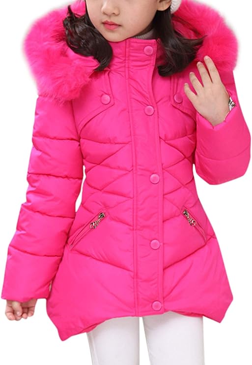 Girls' Pink Hooded Winter Coat