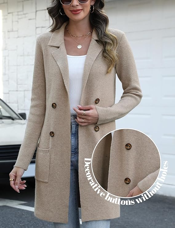 Beige Long Knit Cardigan