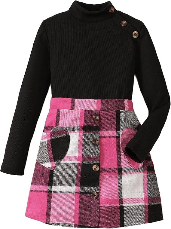 Girls' Pink Plaid Skirt