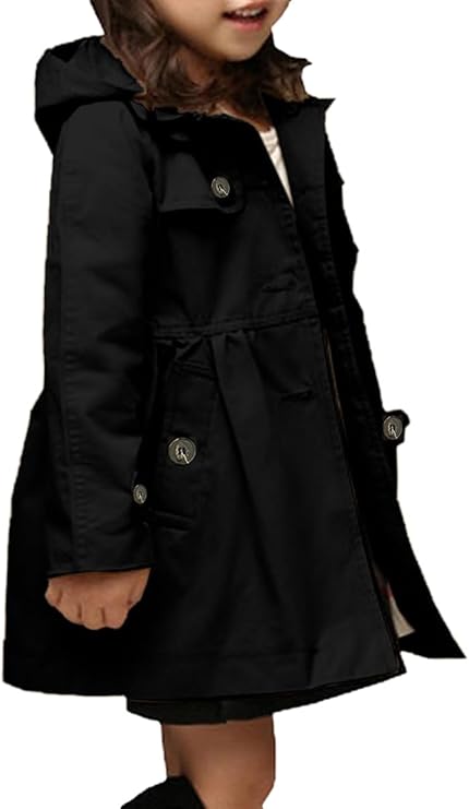 Children's Black Buttoned Coat