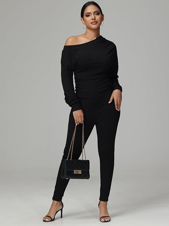 Elegant One-Shoulder Black Jumpsuit
