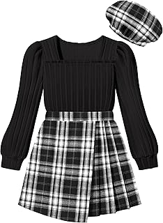 Girls' Plaid Dress with Matching Beret