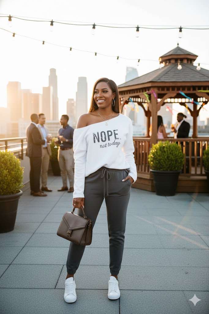 Nope Not Today Off-Shoulder Sweatshirt