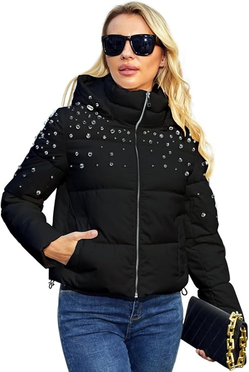 Black studded puffer jacket