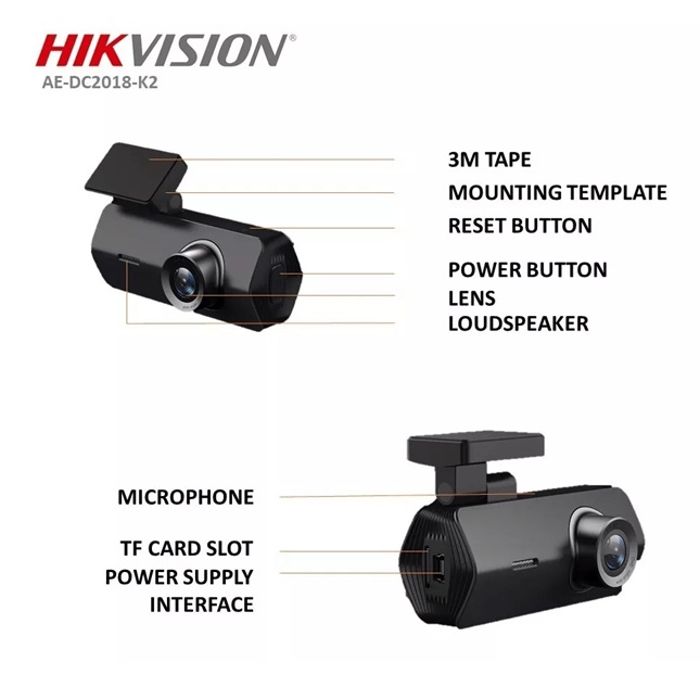 Cámara Móvil K2 HIKVISION (DASH CAM) para Vehículo (1080P) WI-FI