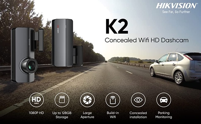 Cámara Móvil K2 HIKVISION (DASH CAM) para Vehículo (1080P) WI-FI