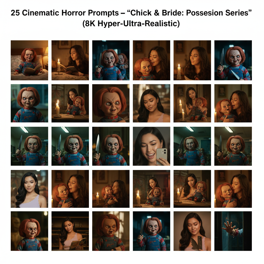 25 Cinematic Horror Prompts – Chick & Bride: Possession Series