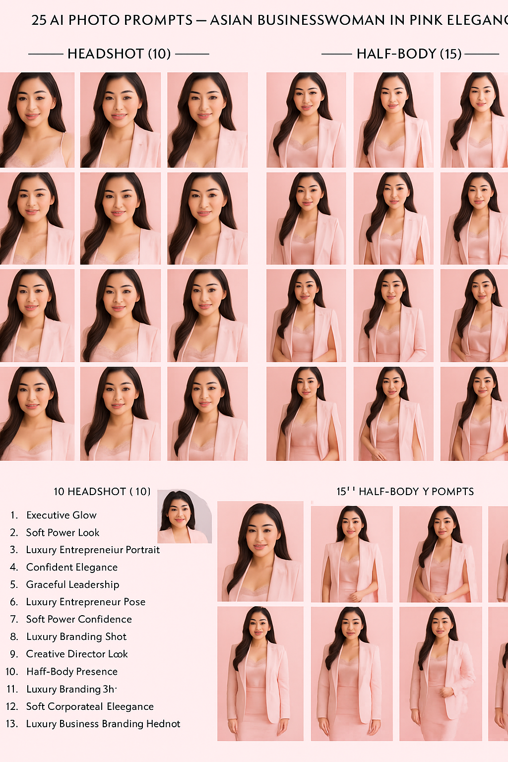 Asian Lady in Pink Head Shot Prompt Book 