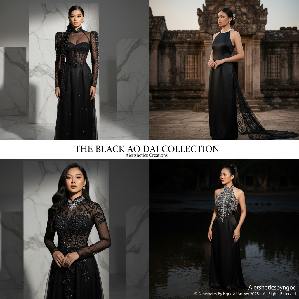 Black Ao Dai Series 100 modern Ao Dai 
