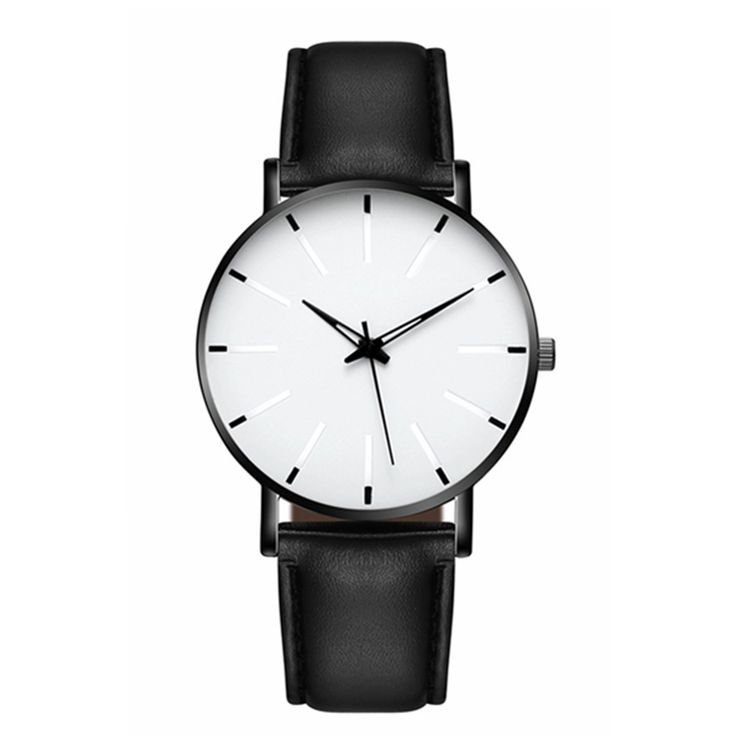 Minimalist Black Leather Wristwatch