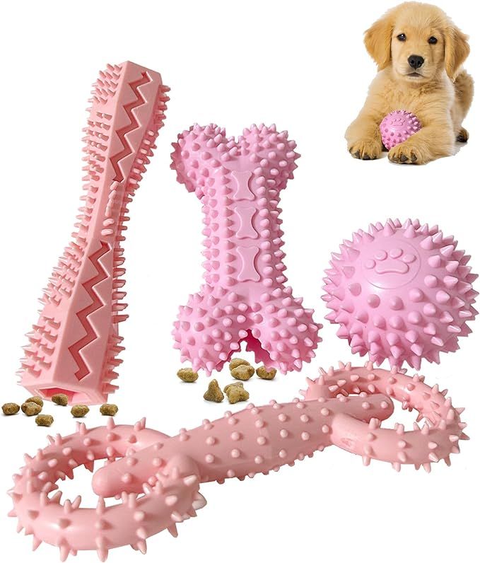 Pink Dog Chew Toy Set