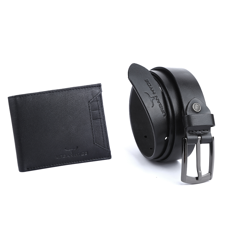 Leather Wallet and Belt Set