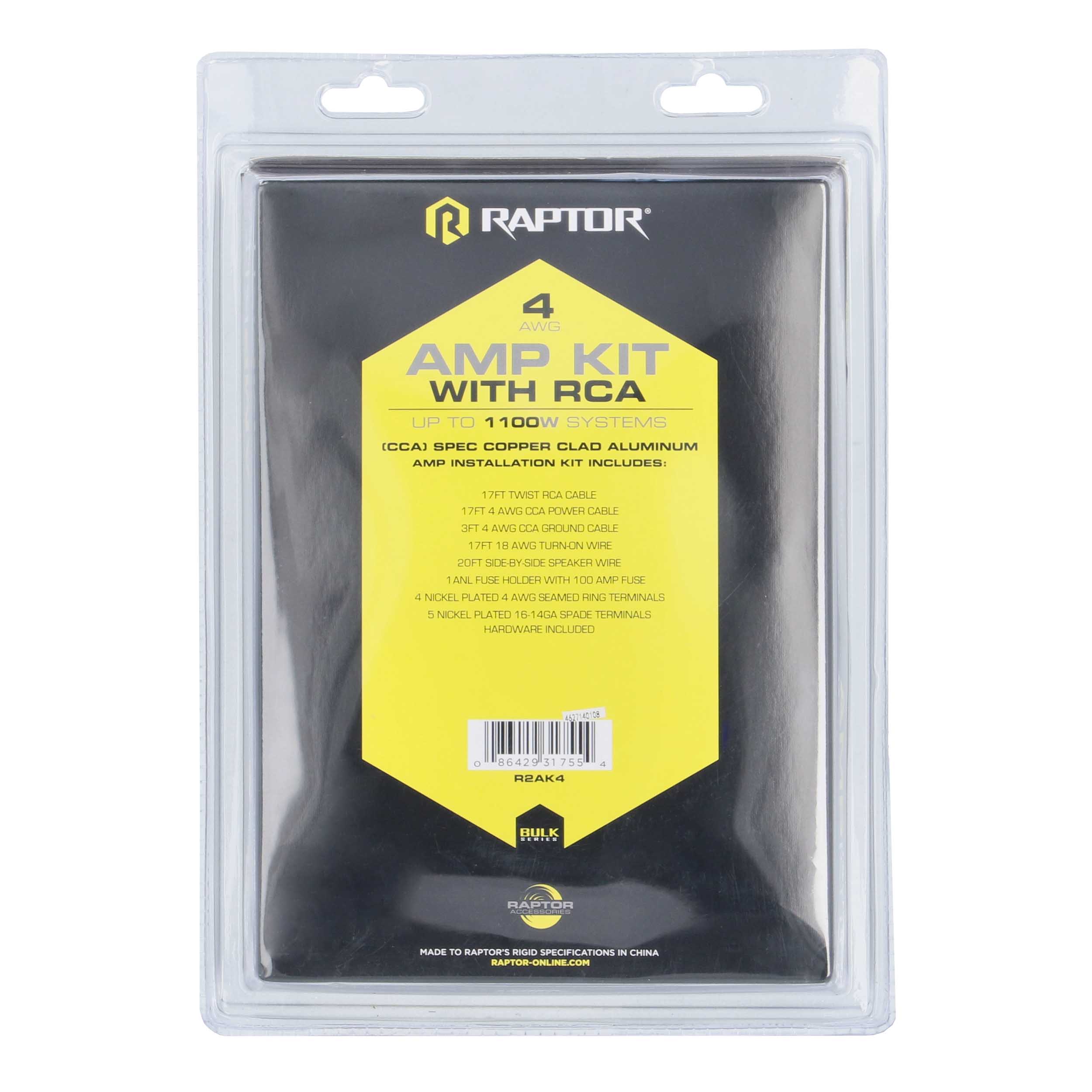 Raptor 4 Amp Kit with RCA