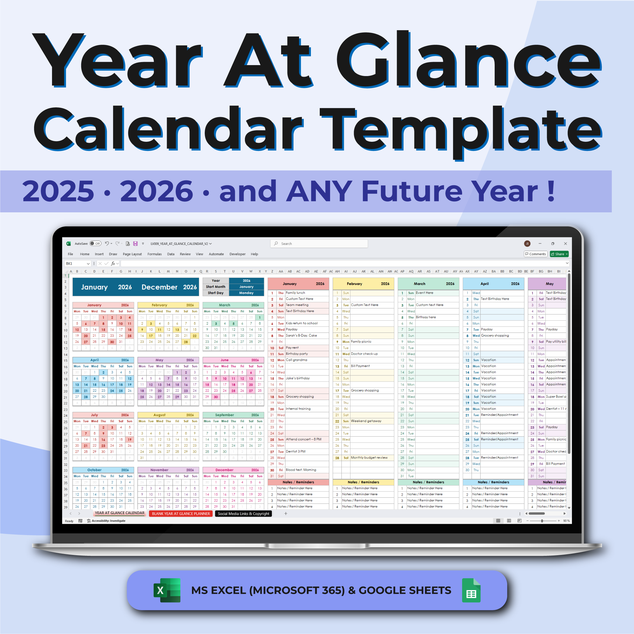 3-in-1 Calendar Bundle (Excel & Google Sheets)