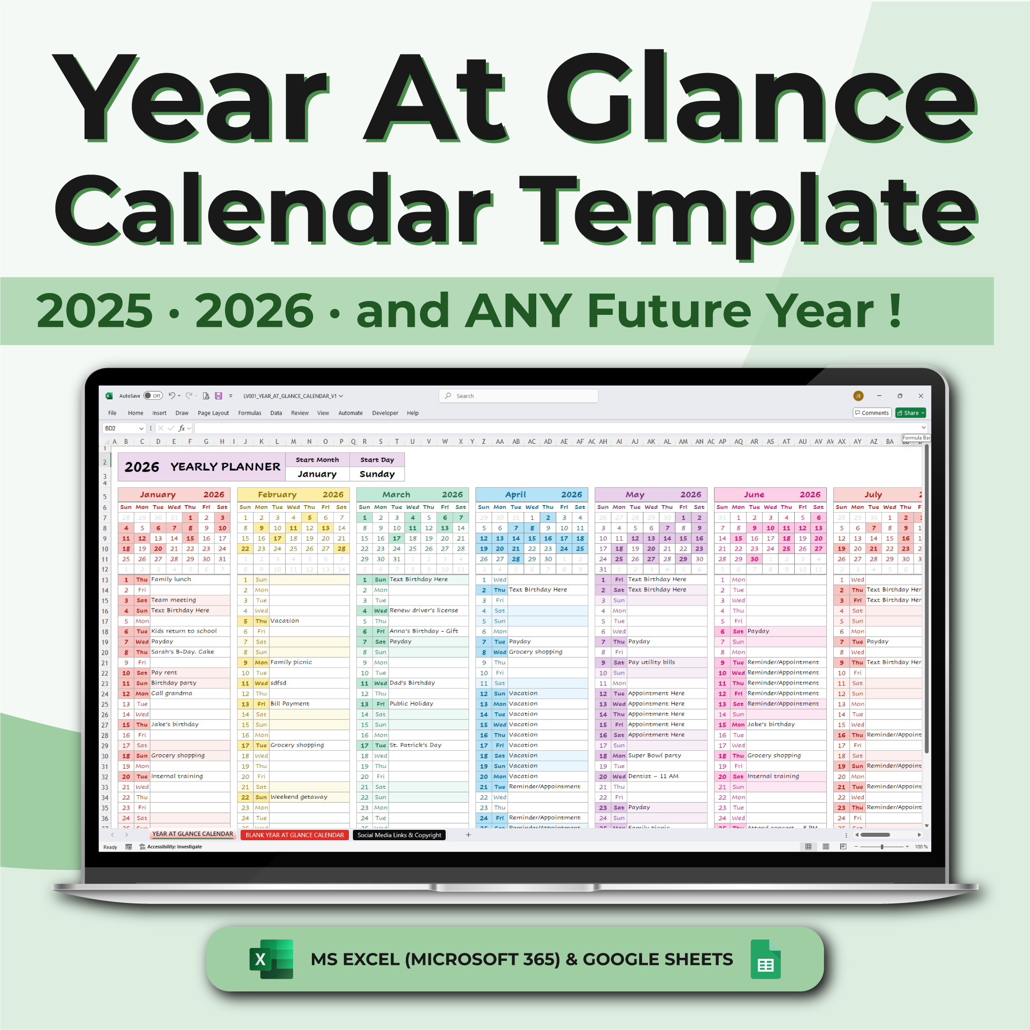3-in-1 Calendar Bundle (Excel & Google Sheets)
