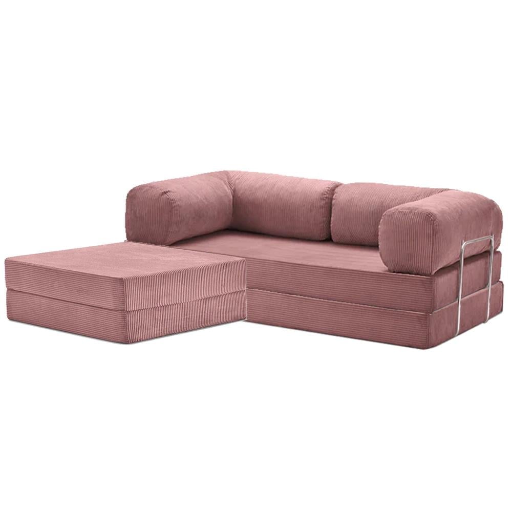 Modern Pink Corduroy Sectional Sofa