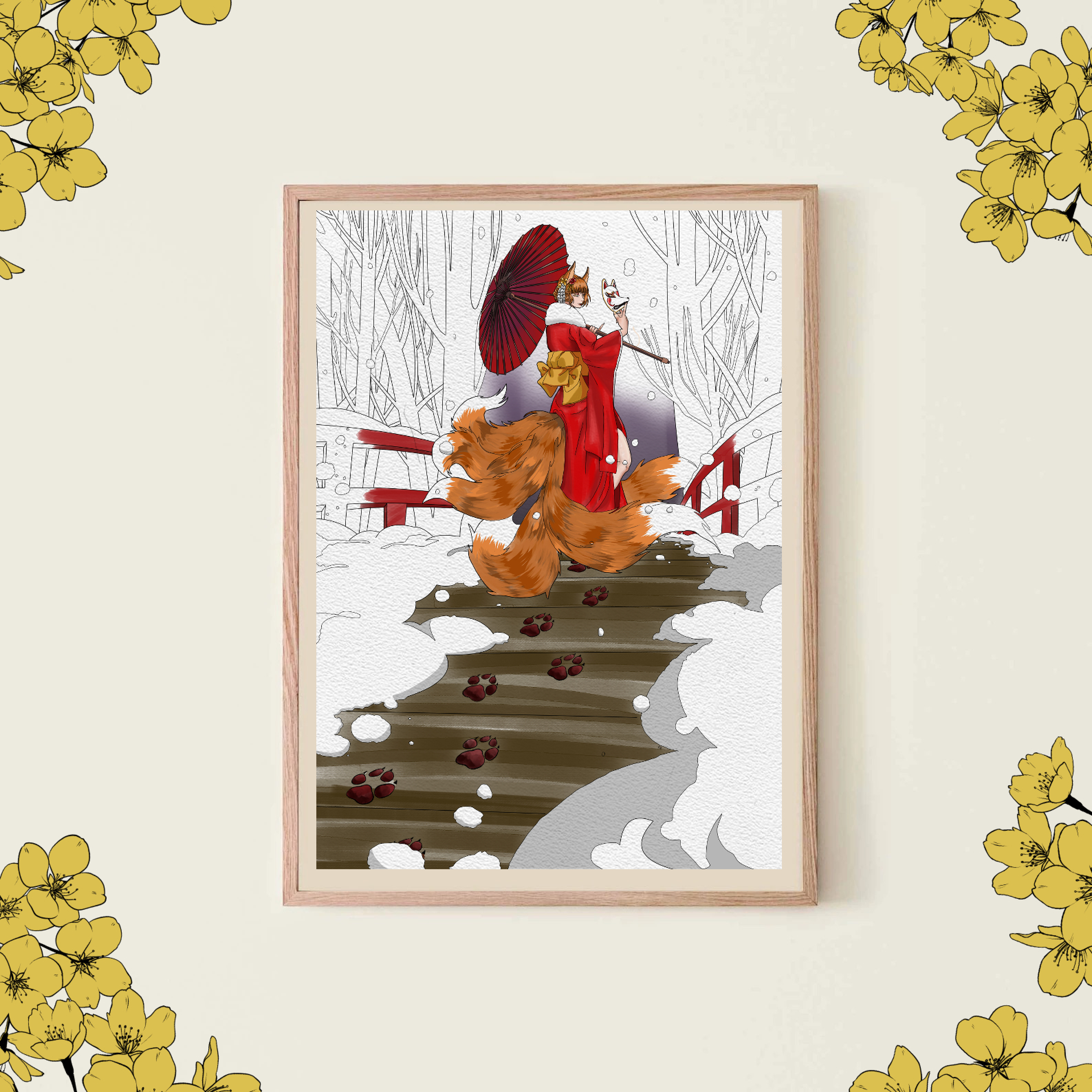 kitsune dans la neige