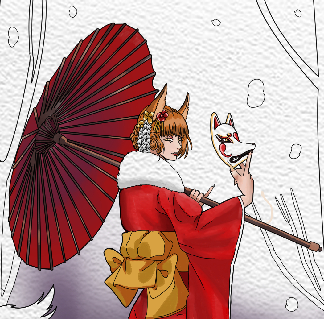 kitsune dans la neige