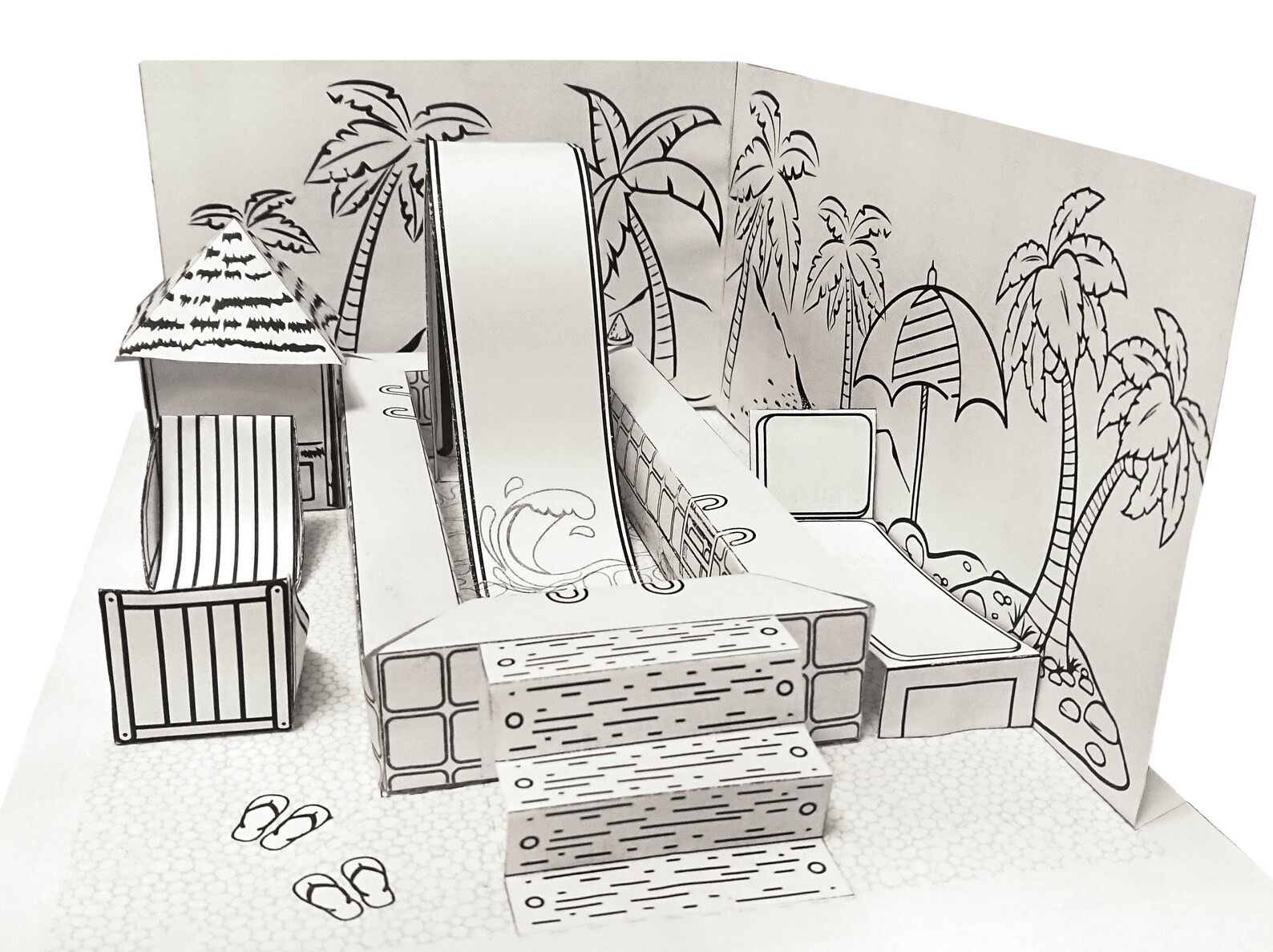 Piscina de Papel 3D – Kit para Imprimir e Montar