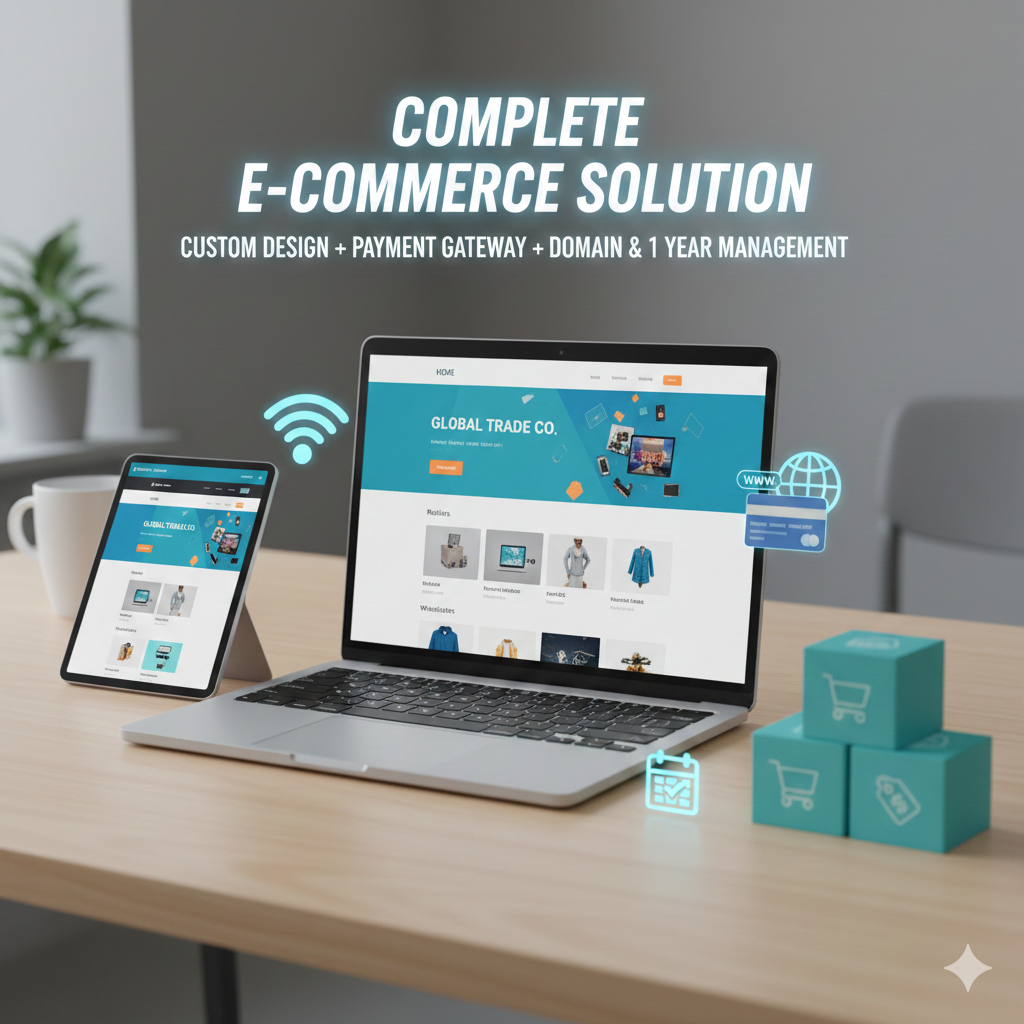 Complete E-commerce Setup: Custom Build, Payment Gateway, Domain & 1 Year Full Management